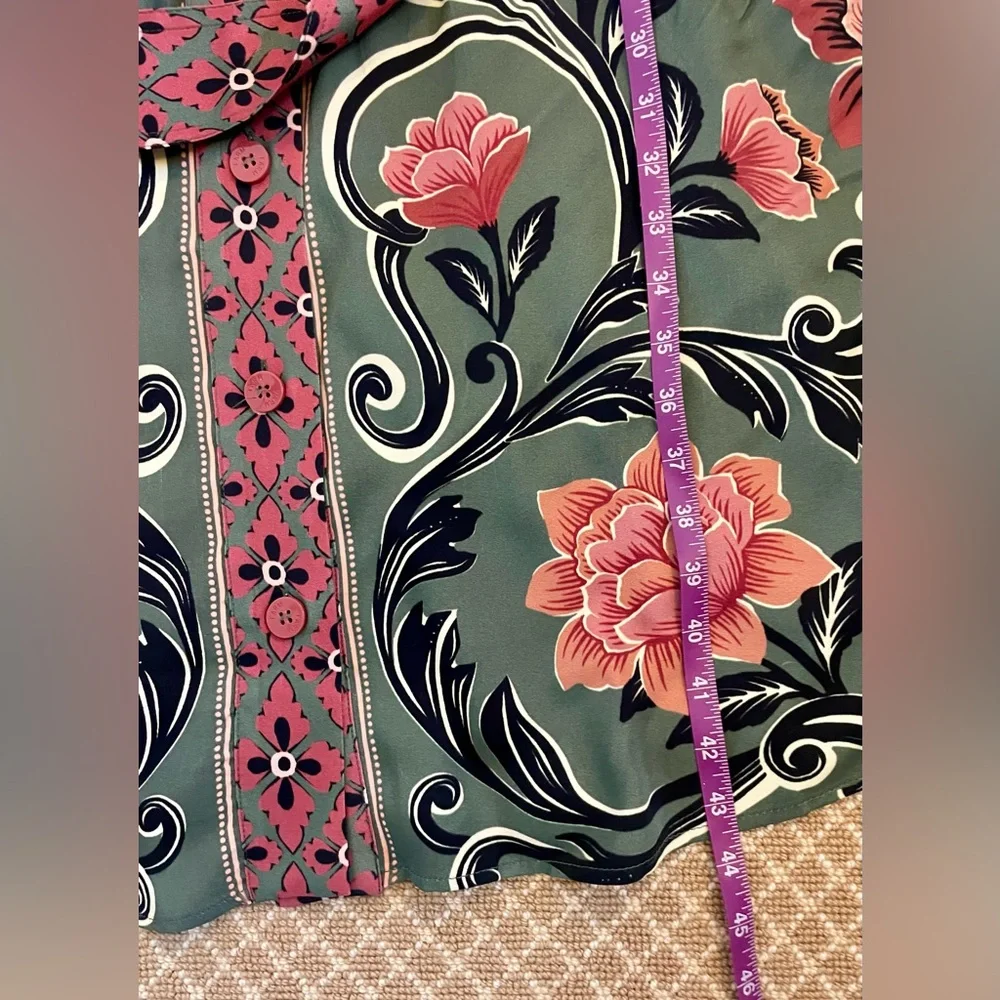 Farm Rio Arabesque Floral Green Midi Dress XS NWOT - Picture 9 of 10